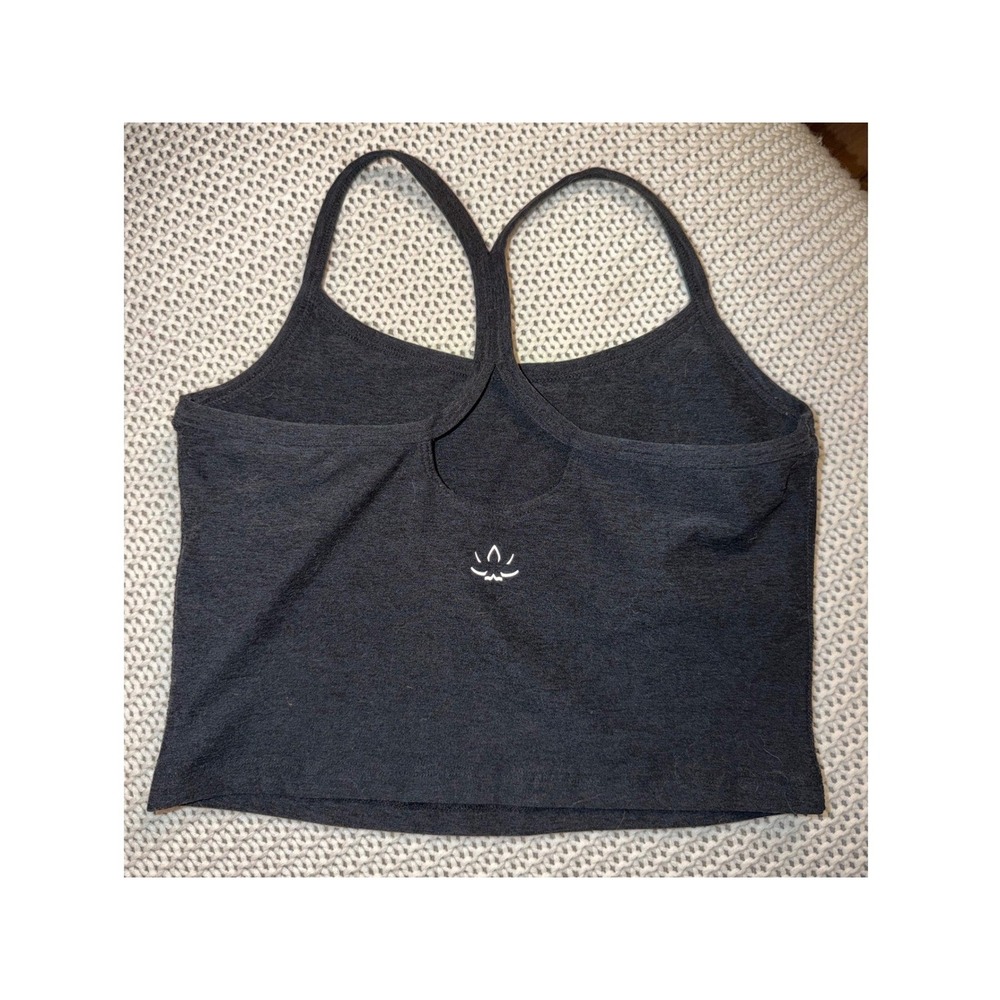 Beyond Yoga Spacedye Slim Racerback Cropped Tank Charcoal Grey Small